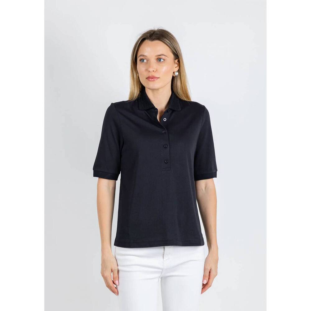 NEW MARGITTES crochet collar polo in navy
